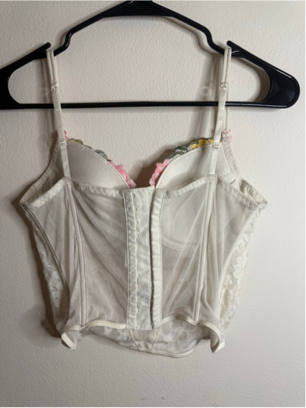 Women's Ivory Floral Lace Bra Corset S - Picture 3 of 3